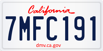 CA license plate 7MFC191