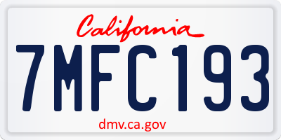 CA license plate 7MFC193