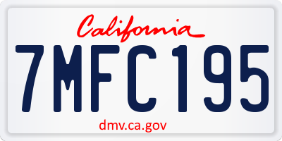 CA license plate 7MFC195