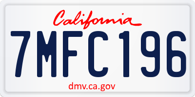 CA license plate 7MFC196
