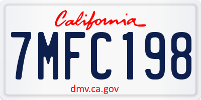 CA license plate 7MFC198