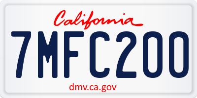 CA license plate 7MFC200