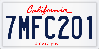 CA license plate 7MFC201