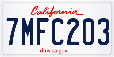 CA license plate 7MFC203