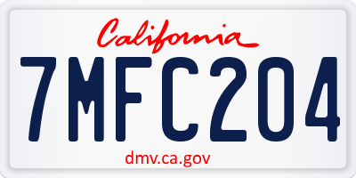 CA license plate 7MFC204