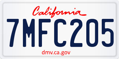 CA license plate 7MFC205