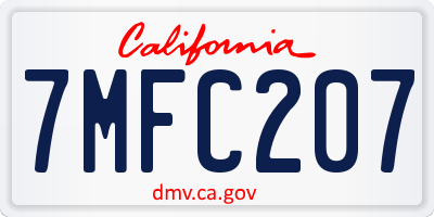 CA license plate 7MFC207