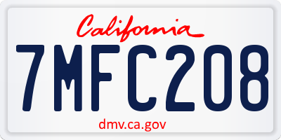 CA license plate 7MFC208