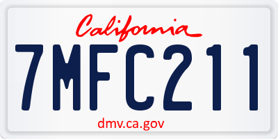 CA license plate 7MFC211