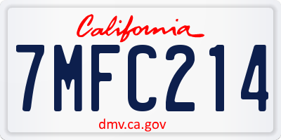 CA license plate 7MFC214