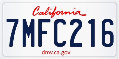 CA license plate 7MFC216