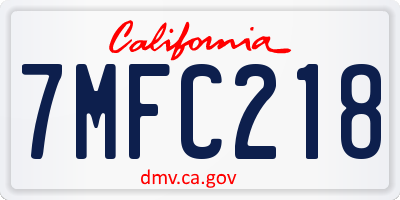 CA license plate 7MFC218