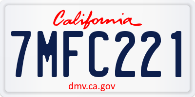CA license plate 7MFC221