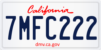 CA license plate 7MFC222