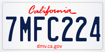 CA license plate 7MFC224