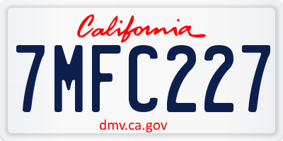 CA license plate 7MFC227