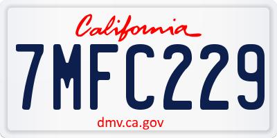 CA license plate 7MFC229