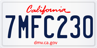 CA license plate 7MFC230