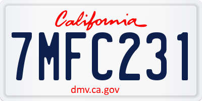 CA license plate 7MFC231