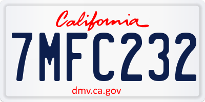 CA license plate 7MFC232