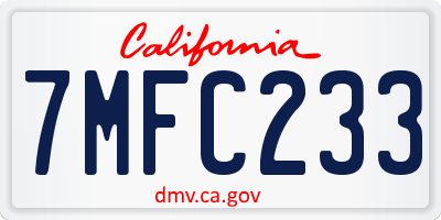 CA license plate 7MFC233