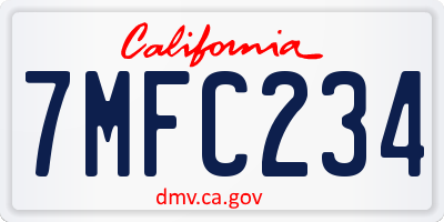 CA license plate 7MFC234