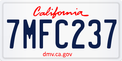 CA license plate 7MFC237