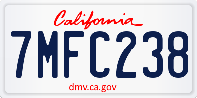 CA license plate 7MFC238