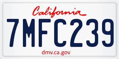 CA license plate 7MFC239