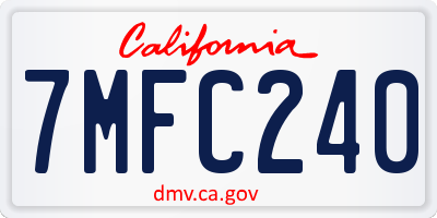 CA license plate 7MFC240