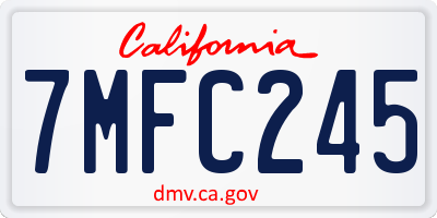CA license plate 7MFC245