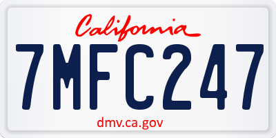 CA license plate 7MFC247