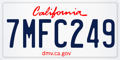 CA license plate 7MFC249