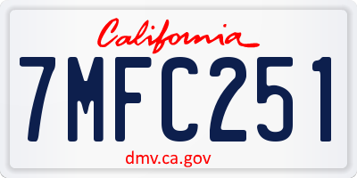 CA license plate 7MFC251