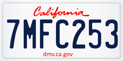 CA license plate 7MFC253
