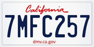 CA license plate 7MFC257