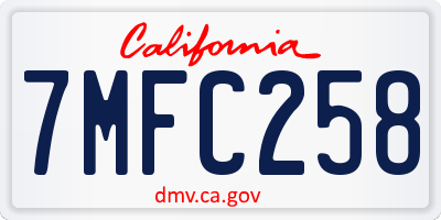 CA license plate 7MFC258
