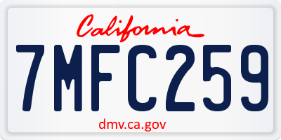 CA license plate 7MFC259