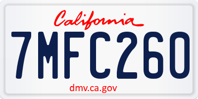 CA license plate 7MFC260