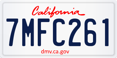 CA license plate 7MFC261