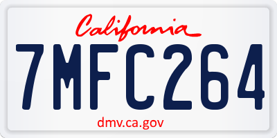 CA license plate 7MFC264