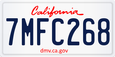 CA license plate 7MFC268