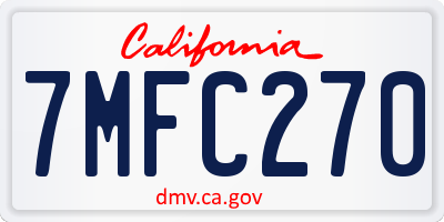 CA license plate 7MFC270