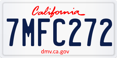 CA license plate 7MFC272