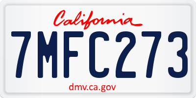 CA license plate 7MFC273