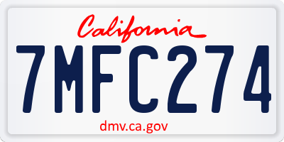 CA license plate 7MFC274