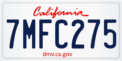 CA license plate 7MFC275