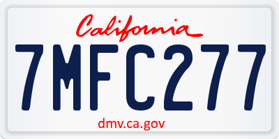 CA license plate 7MFC277