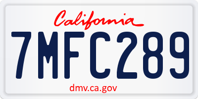 CA license plate 7MFC289