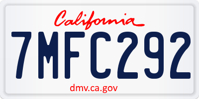CA license plate 7MFC292